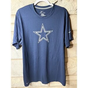 Nike Dallas Cowboys Dri-FIT T-Shirt Mens XL Navy Blue NFL Star Graphic Tee